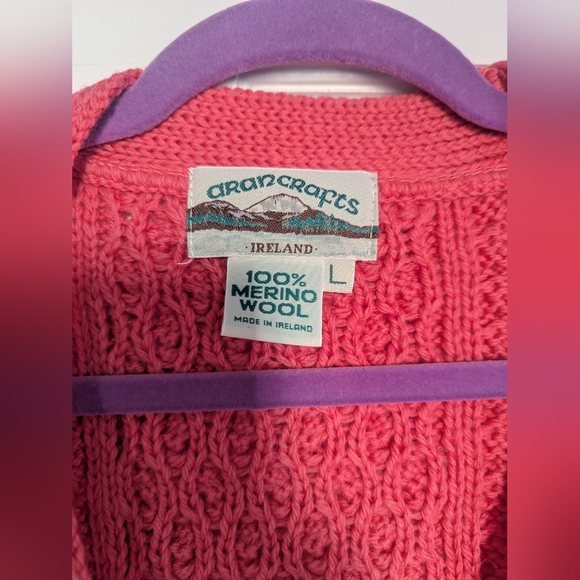 Aran Crafts Pink Cable Knit Cardigan Sweater - Picture 2 of 7